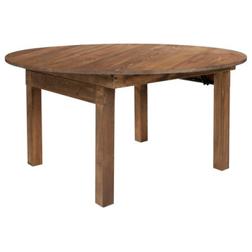 Pemberly Row Modern 60" Round Farm Dining Table in Antique Rustic