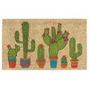 DII 30x18" Modern Coir Fabric Cactus Design Doormat in Multi-Color
