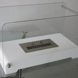 "Canal White" Free Standing Ventless Ethanol Fireplace - Indoor Fireplaces