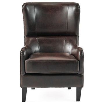GDF Studio Ellery Brown Leather Club Chair