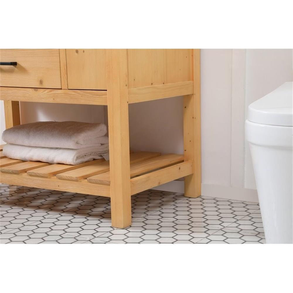 Elegant Decor Clement 42" Aluminum MDF Single Bathroom Vanity in Natural Wood