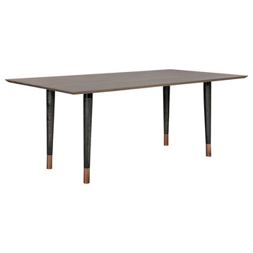 Turin Rustic Oak Wood Dining Table With Copper Tip Legs