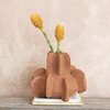 Handmade Paper Meche Vase With Curved Design, Caramel
