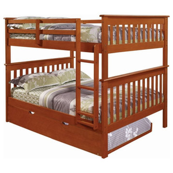 Donco Kids Full Over Full Solid Wood Mission Bunk Bed with Trundle in Espresso