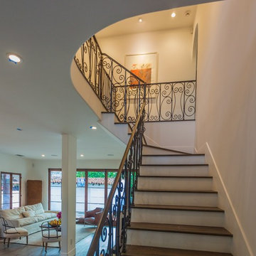 Curved Staircase With Painted Risers