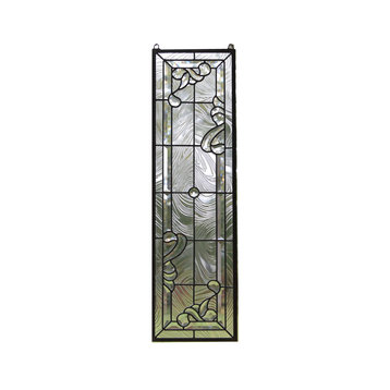 10" x 36" Stunning Handcrafted All Clear stained glass Beveled window panel