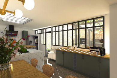 Création d'une extension pour une cuisine / salle à manger ouverte avec verrière