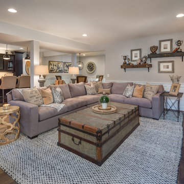 Neutral Rustic Transitional Basement