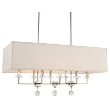 Crystorama Paxton 8-Light Linear Chandelier, Polished Nickel