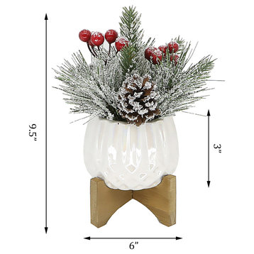 Xmas Mix in 4" Cupcake Ceramic  on Stand, White