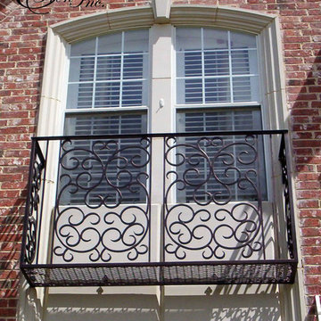 Stair railings and balconies.