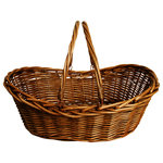 Wald Imports - Brown Willow 19.5" Decorative Storage Basket - Complete your room with one of our wonderful decorative accents. Put the finishing touches to your home decor with this beautiful decorative piece. 19.5" Dark Willow Basket. Dark Stained Willow Basket With Folding Handles. Size: 19.5" X 15" X 6"H, 8" Oah.