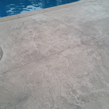 Textured Saw Cut Slate and Cantilever Coping Pool Deck