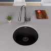 17" Undermount Round Granite Composite Kitchen Prep Sink, Black