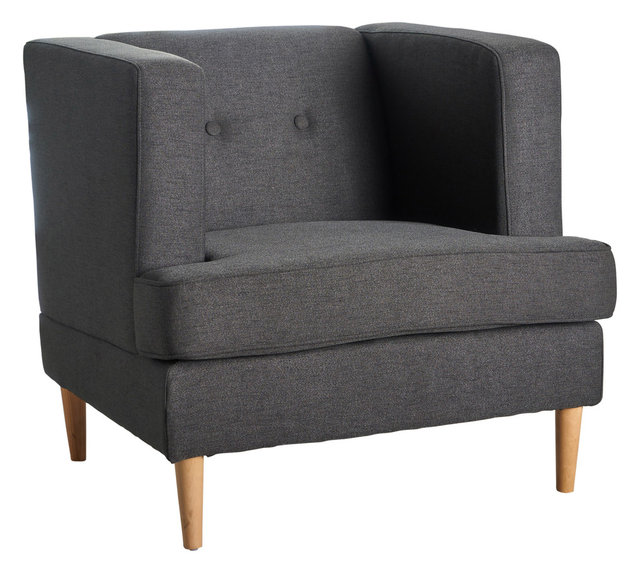 Milly Mid Century Modern Wingback Fabric Chair Midcentury Milly Mid Century Modern Wingback Fabric Chair Dark Gray Single