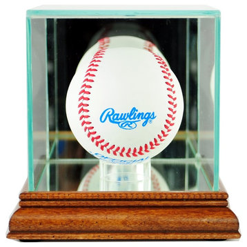 Single Baseball Display Case, Walnut