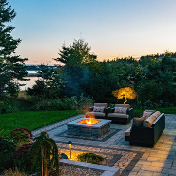 Backyard Landscape Project With Fire Pit Area