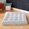 Sorra Home Faux Fur Large Tufted Floor Pillow, 40"Lx40"Wx5"H, Tan