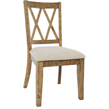 Telluride Dining Chair, Set of 2, Naturally Distressed Telluride, Cream Fabric