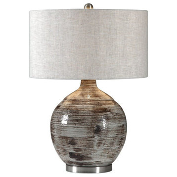 Tamula 27.5" Textured Lamp in Distressed Ivory