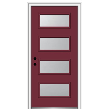 36 in.x80 in. 4 Lite Frosted Right-Hand Inswing Painted Fiberglass Smooth Door