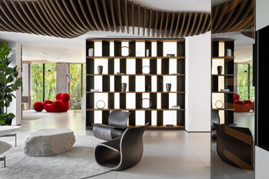 Trendy family room photo in Miami