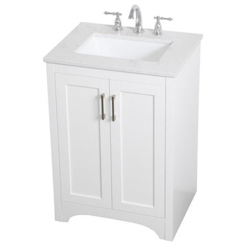 Elegant Decor Moore 24" Single Quartz Top Bathroom Vanity in White