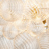 Contemporary Clear Ribbed Bubble Chandelier, Brass, 8 Lights