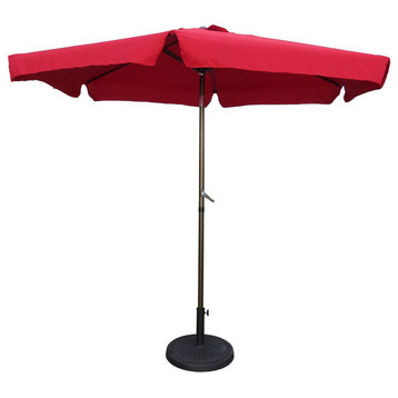 9' Aluminum/ Polyester Fabric Patio Umbrella and Crank, Bronze/Ruby Red