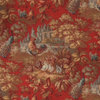 Red Rooster Toile Fabric Country Peacock Chickens, 2"x4" Sample