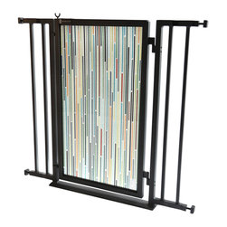Fusion Gates - Fusion Gate with Modern Lines Design, Black, 32"-36" - Baby Gates And Child Safety