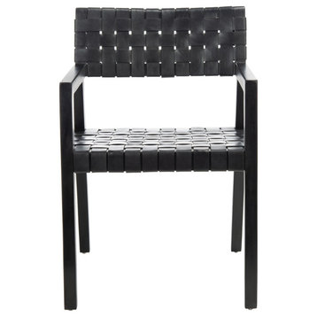 Safavieh Cire Leather Dining Chair, Black