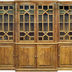 Breakfront Wall Bookcase Built in Salvaged Old Lumber - Buffets And Sideboards