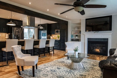 French country family room photo in Toronto