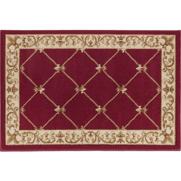 Orleans Traditional Border Area Rug, Red, 2' X 3'