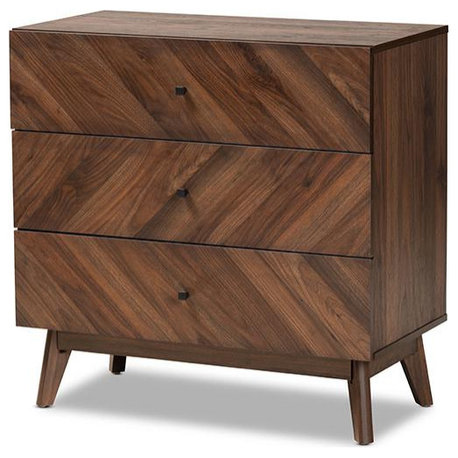 Baxton Studio Hartman Mid-Century Modern Walnut Brown Finished Wood 3-Drawer...