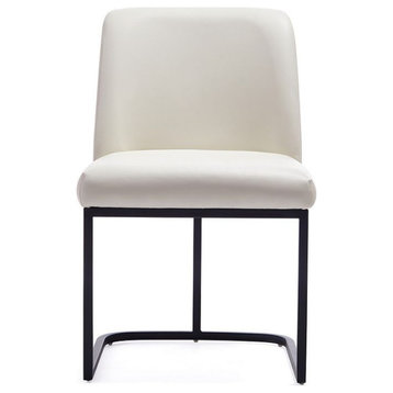 Manhattan Comfort Serena Faux Leather Dining Chair, Cream, Single