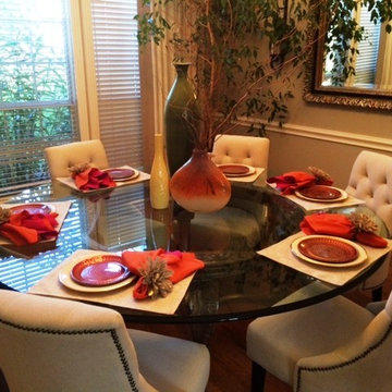 AFTER PHOTOS - Updated NEW Curtain Panels, NEW Dining Chairs and Tablescape