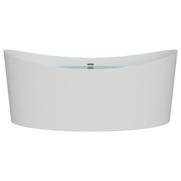 HEATGENE Acrylic Freestanding Bathtub Oval Modern Bathtub, White