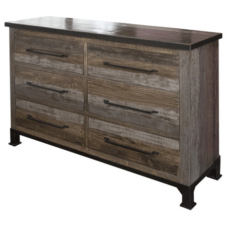 61" Brown Solid Wood Six Drawer Double Dresser