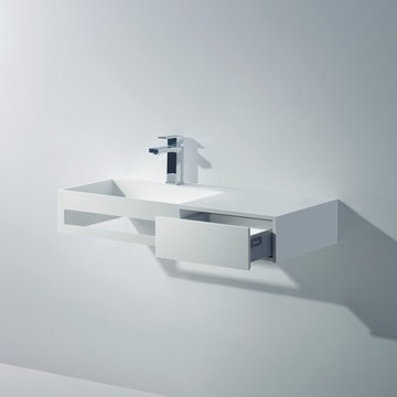 Solid Surface Bathroom Vanities and Wall Mounted Washbasins