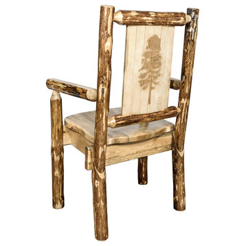 Glacier Country Captain's Chair With Laser Engraved Pine Tree Design