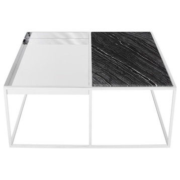 Corbett Coffee Table,Black / Polished Silver
