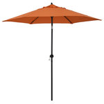 Astella - Astella 9' Round Outdoor Patio Umbrella With Push Tilt, Polyester, Tuscan - This 9-foot steel patio umbrella is perfect for shading your outdoor space. The hexagonal canopy is made of durable polyester fabric and features six steel ribs for support. The crank open mechanism makes it easy to open the umbrella, while the push button tilt allows you to adjust the angle of the canopy to provide optimal shade.