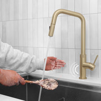 Single Handle Pull Down Touchless Kitchen Faucet, Brushed Gold