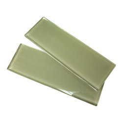 4x12 Glossy Soft Green Subway Glass Mosaic Tiles - Home Accessories & Decor