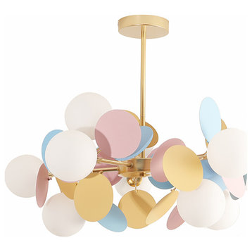 Multicolored Flower-Branch Shaped Chandelier, Multicolored, 10 Balls, Cool Light
