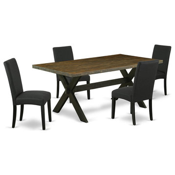 East West Furniture X-Style 5-piece Wood Dining Set in Jacobean/Black