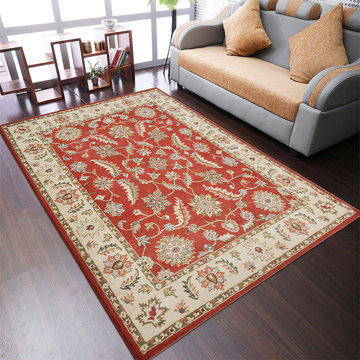 Rugsotic Carpets Hand Tufted Wool 8'x10' Area Rug Oriental Red Beige K00106