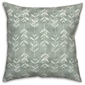 Leafy Vine Pattern Soft Green 4 18x18 Spun Poly Pillow